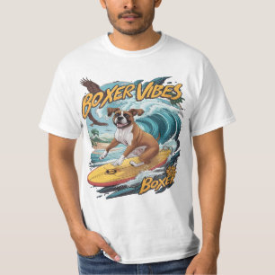 Majestic Boxer Dog Surfing T-Shirt