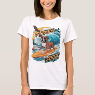 Majestic Boxer Surfer Conquering Waves T-Shirt