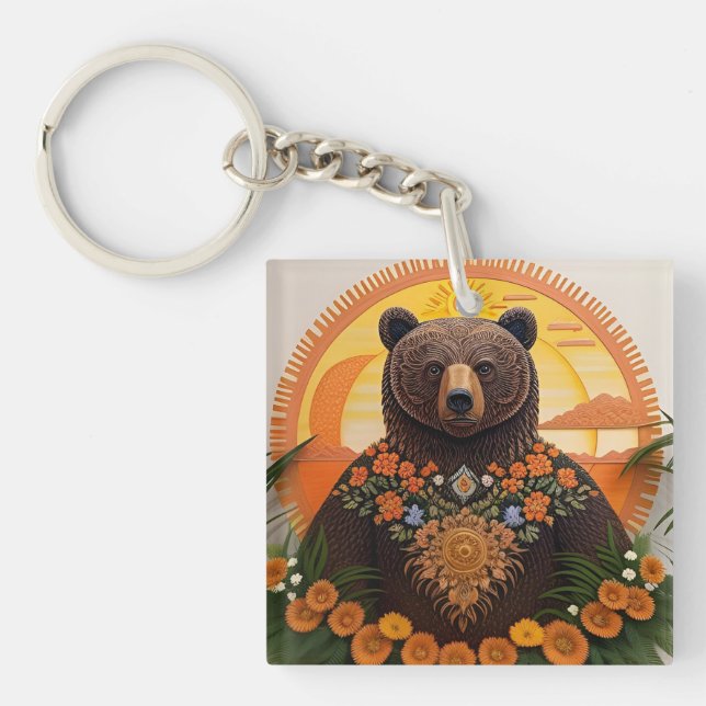 Majestic Brown Bear  Key Ring (Front)