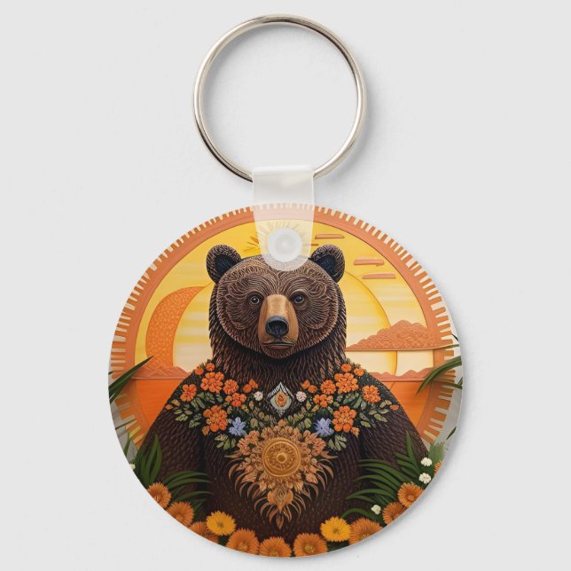 Majestic Brown Bear  Key Ring (Front)