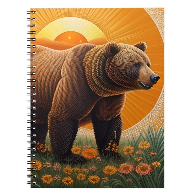 Majestic Brown Bear Standing in a Field Notebook (Front)