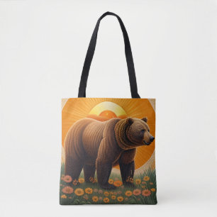 Majestic Brown Bear Standing in a Field Tote Bag