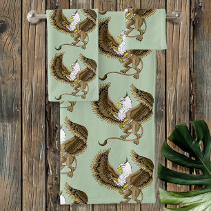 Majestic Brown Fantasy Griffin Mythical Gryphon Bath Towel Set