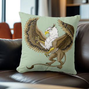 Majestic Brown Fantasy Griffin Mythical Gryphon Cushion