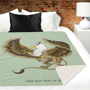 Majestic Brown Fantasy Griffin Mythical Gryphon Sherpa Blanket