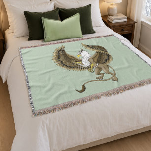 Majestic Brown Fantasy Griffin Mythical Gryphon Throw Blanket