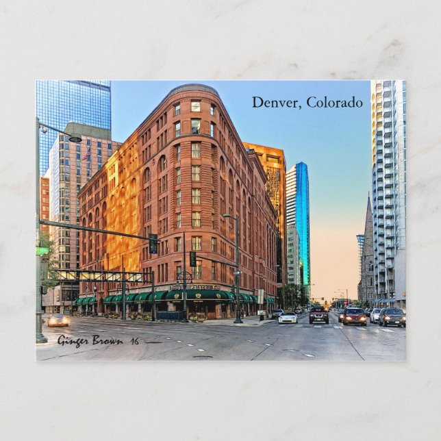 Majestic Brown Palace Hotel At Sunset, Denver, CO Postcard (Front)