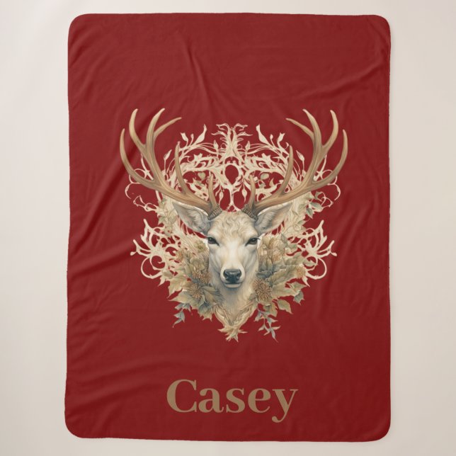 Majestic Buck - Custom Name Sherpa Blanket (Front)