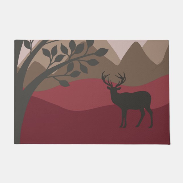 Majestic Buck Door Mat - Red Brown (Front)