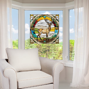 Majestic Buck Faux Stained Glass Window Cling
