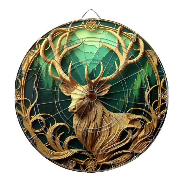 Majestic buck gazing out into a serene forest  dartboard (Front)
