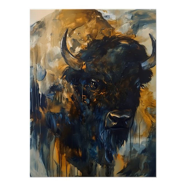 Majestic Buffalo, Bison Poster (Front)