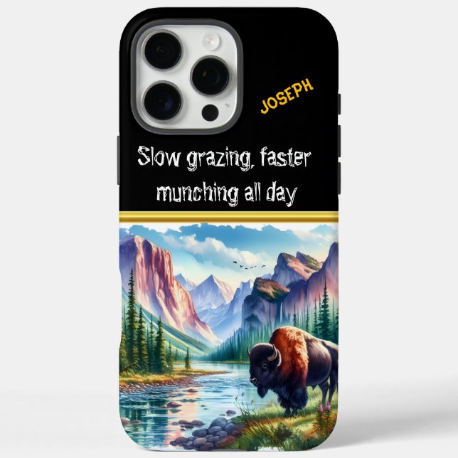 Majestic Buffalo by a Serene Mountain Stream Case-Mate iPhone Case (Back)