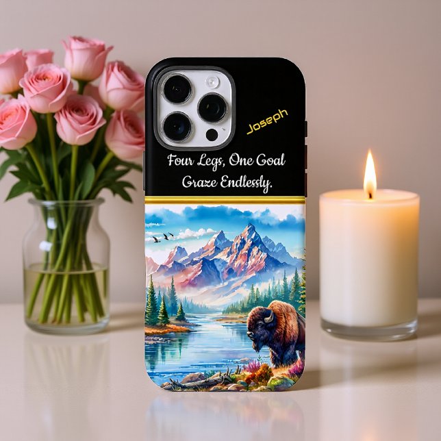 Majestic Buffalo Near a Serene Mountain River  Case-Mate iPhone Case (Creator Uploaded)