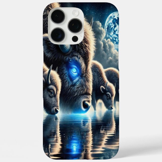 Majestic Buffaloes Reflecting Cosmic Night Wonders Case-Mate iPhone Case (Back)