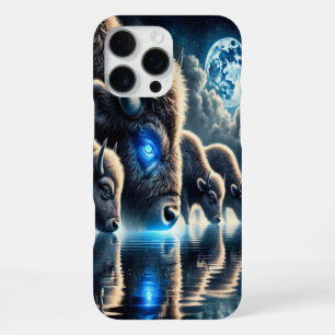 Majestic Buffaloes Reflecting Cosmic Night Wonders iPhone 16 Pro Max Case