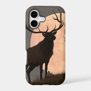 Majestic Bull Elk and Full Moon Rise