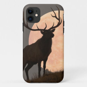 Majestic Bull Elk and Full Moon Rise iPhone 11 Case