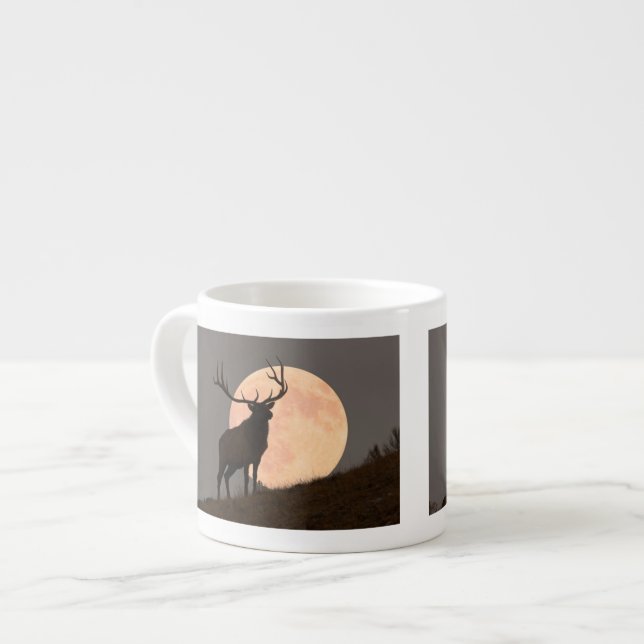 Majestic Bull Elk and Full Moon Rise Espresso Cup (Front Left)