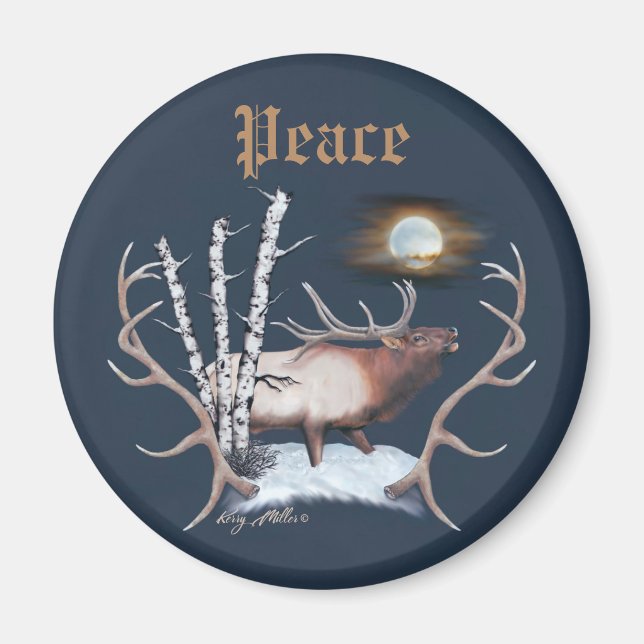 Majestic Bull Elk Magnet (Front)