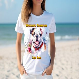 Majestic Bulldog Dog With Red Collar  T-Shirt