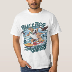 Majestic Bulldog Surfer Surfing T-Shirt