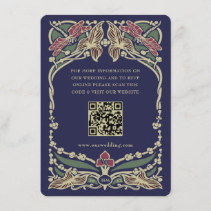 Majestic Burgundy Navy Blue Art Nouveau Wedding Enclosure Card