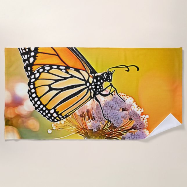 Majestic Butterfly Close Up Design Beach Towel (Front)