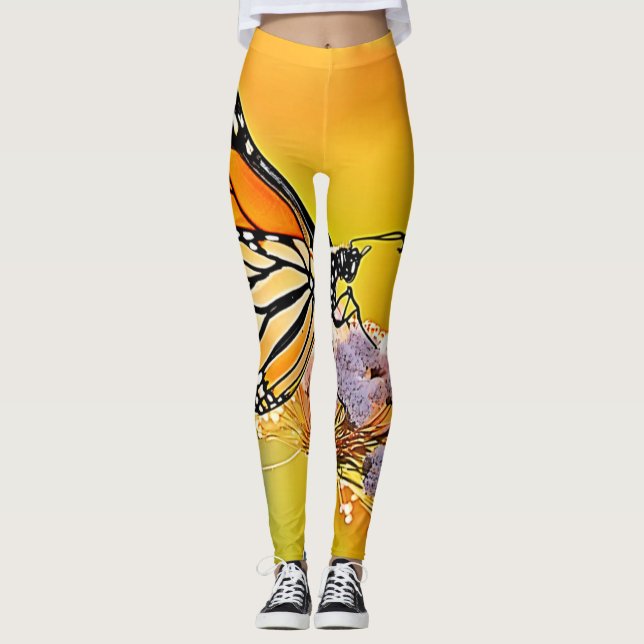 Majestic Butterfly Close Up Design Leggings (Front)