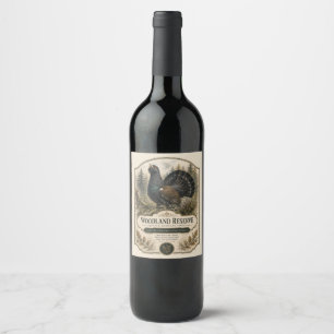 Majestic Capercaillie Watercolor Illustration Wine Label