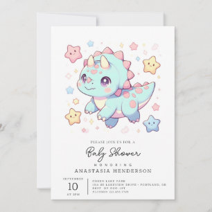 Majestic Cartoon Dinosaur Baby Shower Invitation