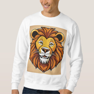 Majestic Cartoon Lion Head   Bold Safari King  Sweatshirt