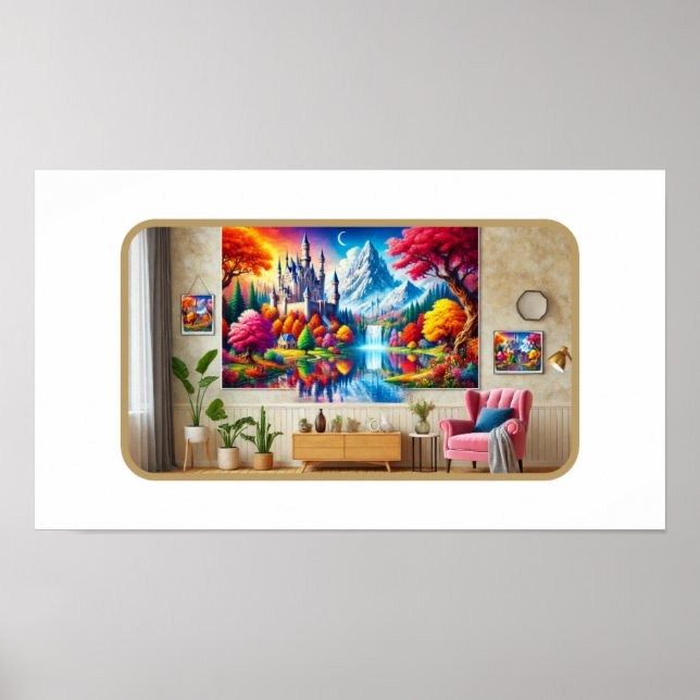  Majestic Castle in an Autumn Wonderland Poster (Front)