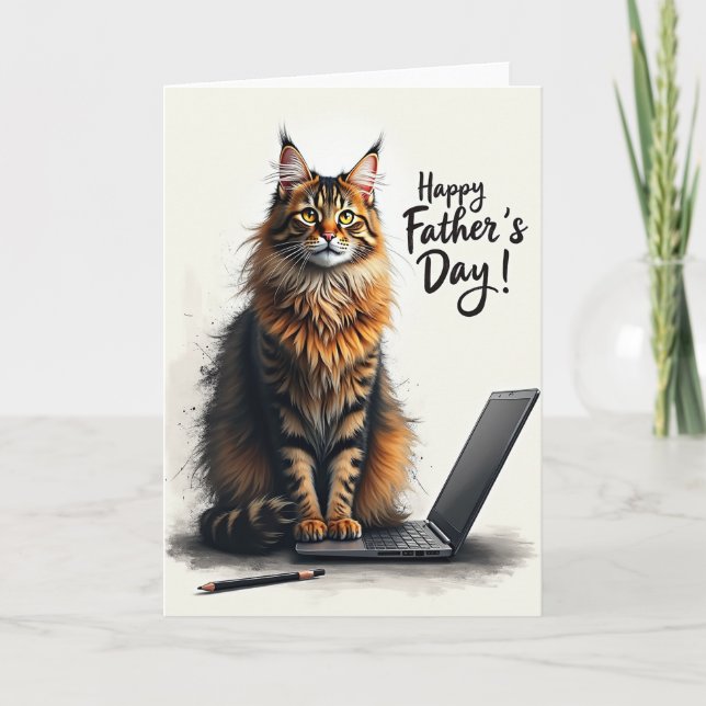 Majestic Cat Fathers Day Card (Front)