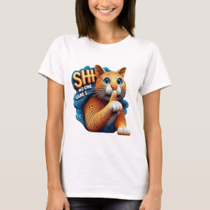 Majestic Cat Silhouette With Shhh No One Cares T-Shirt