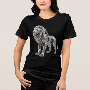 Majestic Celtic Silver Lion with Intricate Knot Pa Tri-Blend Shirt