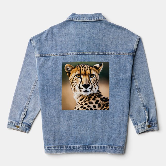 Majestic Cheetah – Speed and Grace of the Savannah Denim Jacket (Back)