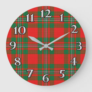 Majestic Clan MacGregor Gregor Tartan Plaid Large Clock