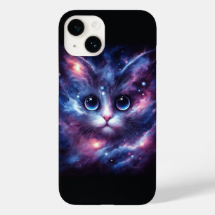 Majestic Cosmic Galaxy Cat Portrait - Intense Blue Case-Mate iPhone 14 Case