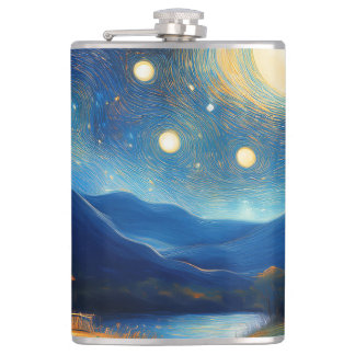 Majestic Cottage Under Moon Flask