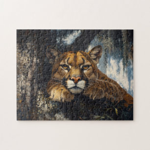 Majestic Cougar in Forest Jigsaw Puzzle
