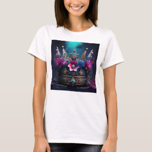 Majestic Crown with Floral and Jewel Details T-Shirt