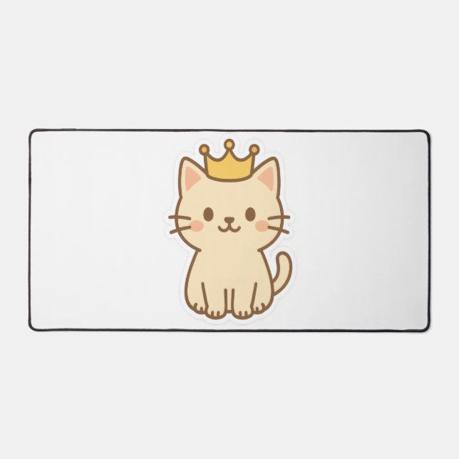 Majestic Cuddly Cat with a Crown Desk Mat (Front)