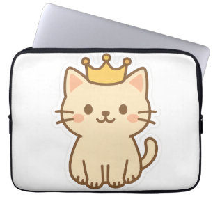 Majestic Cuddly Cat with a Crown Laptop Sleeve