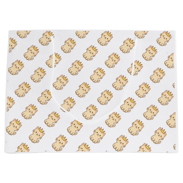 Majestic Cuddly Cat with a Crown Large Gift Bag (Front)