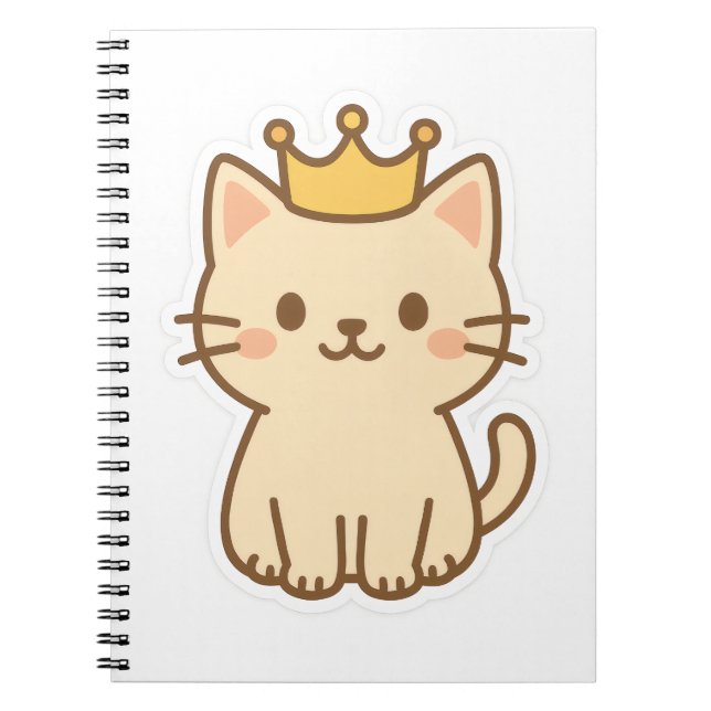 Majestic Cuddly Cat with a Crown Notebook (Front)