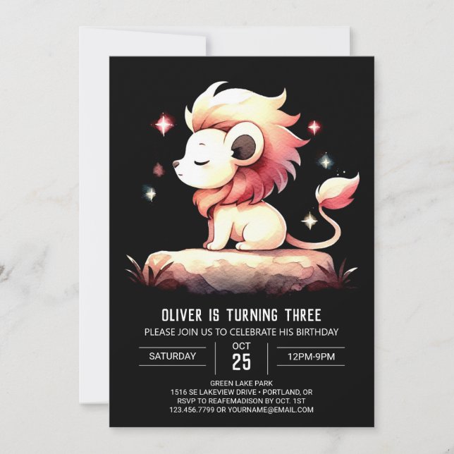 Majestic Custom Lion Birthday Invitation (Front)
