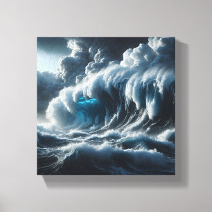 Majestic Dark Blue Ocean Wave - Dramatic Stormy  Canvas Print