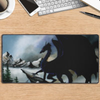Majestic Dark Dragon Black Fantasy Mountains 