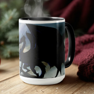 Majestic Dark Dragon Black Fantasy Mountains  Mug